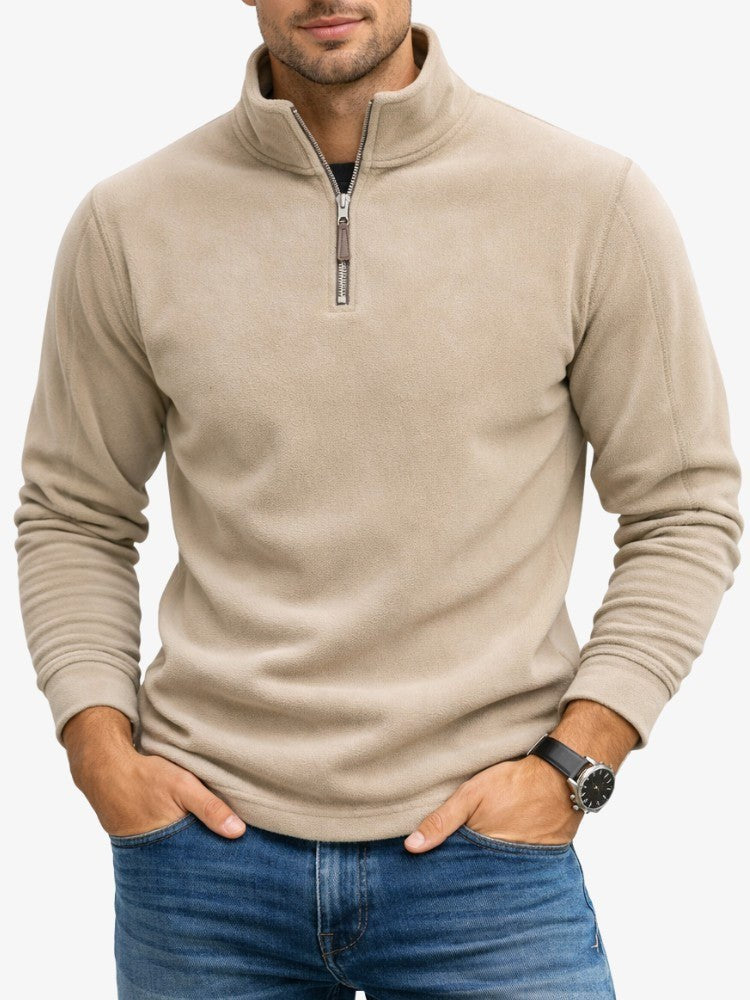 Trui Heren - Zachte Pullover met Halve Rits en Opstaande Kraag