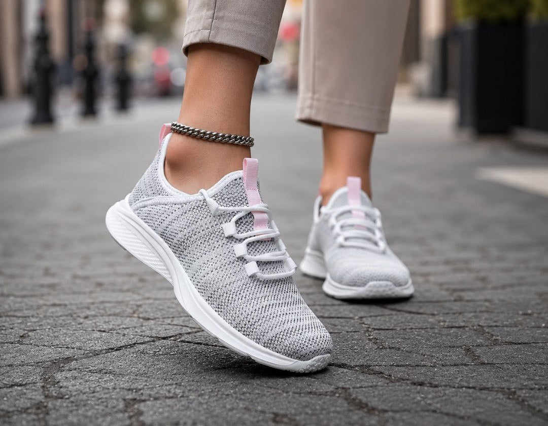 Sneakers Dames - Gebreid Bovenwerk en Dempende Zool